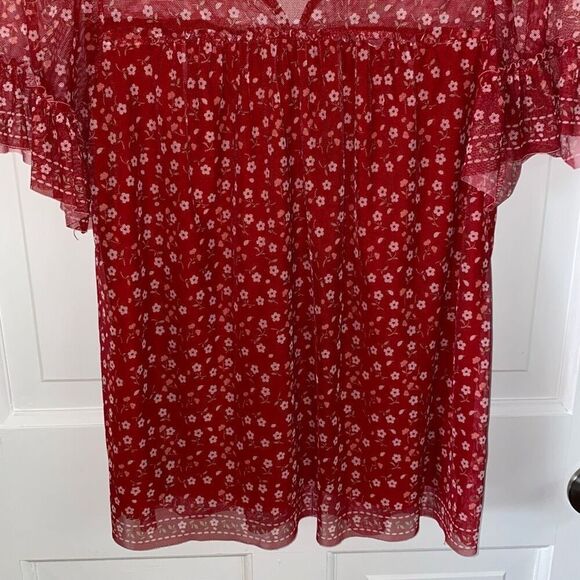 🔥3/$20🔥 Max Studio mesh floral print blouse size XS - Picture 3 of 11